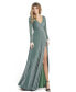 ფოტო #1 პროდუქტის Women's Long Sleeve Faux Wrap A Line Gown