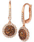 ფოტო #1 პროდუქტის Chocolate Diamond & Nude Diamond Flower Drop Earrings (1-1/4 ct. t.w.) in 14k Rose Gold