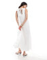 Фото #3 товара YAS plunge tie back 3D floral maxi dress in white - WHITE