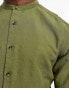 Фото #2 товара ASOS DESIGN regular shirt in linen with grandad collar in khaki green