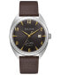 ფოტო #1 პროდუქტის Men's Frank Sinatra Automatic Brown Leather Strap Watch 39mm