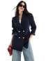 Stradivarius oversized tailored blazer in navy Синий, XS - фото #1