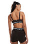 Nike Training Pro Indy medium support plunge sports bra in brown