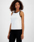 ფოტო #1 პროდუქტის Women's Contrast Trim Sleeveless Halter Sweater