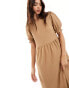 New Look plain smock midi dress in camel