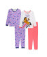 ფოტო #1 პროდუქტის Little Girls Top and Pajama, 4 Piece Set