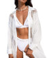 Фото #1 товара Women's White Collared Lace Cover-Up