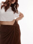 Фото #2 товара Topshop Curve slinky twist front maxi skirt in chocolate