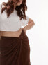 Фото #3 товара Topshop Curve slinky twist front maxi skirt in chocolate