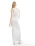 4th & Reckless premium ribbed embroidered logo racerneck maxi dress in grey