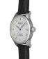 ფოტო #4 პროდუქტის Men's Swiss Automatic T-Classic Le Locle Powermatic 80 Black Leather Strap Watch 39.3mm