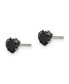 ფოტო #2 პროდუქტის Stainless Steel Polished Black Heart CZ Stud Earrings