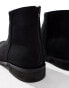 London Rebel X wide fit wide fit smart formal ankle boots in black faux suede