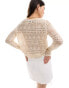 Фото #4 товара JDY open knit scallop edge top in beige