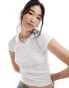 Cotton On v-neck fitted t-shirt with rosette detail in white