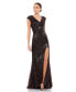 Women's Cap Sleeve Sequined Long Gown