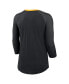 ფოტო #3 პროდუქტის Women's Black Pittsburgh Steelers Raglan 3/4 Sleeve T-Shirt