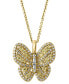 ფოტო #1 პროდუქტის EFFY® Yellow Diamond (1/3 ct. t.w.) & White Diamond (1/3 ct. t.w.) Butterfly 18" Pendant Necklace in 14k Gold