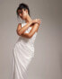 Фото #2 товара ASOS DESIGN Bridal satin one shoulder draped wedding dress in ivory