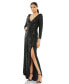 ფოტო #1 პროდუქტის Women's Ieena Sequined Faux Wrap Long Sleeve Gown