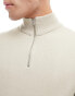 ONLY & SONS ribbed half zip jumper in stone