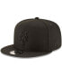 Фото #1 товара Men's Black New York Mets Black on Black 9FIFTY Team Snapback Adjustable Hat