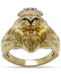 Фото #1 товара Men's White & Black Diamond Three-Dimensional Lion & Crown King Ring (1/10 ct. t.w.)