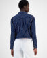 Women's Striped Denim Puff-Shoulder Jacket