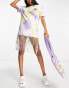 COLLUSION tie dye t-shirt dress with fringing in purple