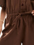 Фото #5 товара Esmee beach oversized beach playsuit in brown