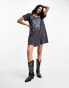 ASOS DESIGN scoop neck swing mini dress with graphic in grey