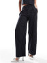 New Look formal wide leg trousers in black pinstripe