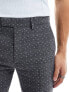 ASOS DESIGN smart slim trouser in dark grey polka dot herringbone