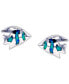 Lab-Created Blue Opal Fish Stud Earrings in Sterling Silver