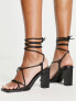 Фото #3 товара Public Desire Beauty block mid heel tie ankle sandals in black