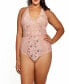 Plus Size Phoeny Galloon Lace and Floral Satin Lingerie Bodysuit