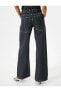 Фото #14 товара Geniş Düz Paça Kot Pantolon Standart Bel Cepli Pamuklu - Bianca Jeans