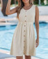 Фото #2 товара Women's Beige Jersey Scoop Neck Sleeveless Mini Beach Dress