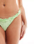 Фото #2 товара Peek and Beau Fuller Bust mix and match broderie mid-rise tanga bikini bottom in mint with ruffled edge