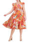 Фото #5 товара Plus Size Printed V-Neck Flutter-Cap-Sleeve Dress