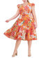 ფოტო #5 პროდუქტის Plus Size Printed V-Neck Flutter-Cap-Sleeve Dress