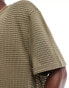 ASOS DESIGN boxy oversized t-shirt in khaki crochet Зеленый, XL - Chest 44 - фото #2