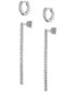 ფოტო #4 პროდუქტის 2-Pc. Set Cubic Zirconia Huggie Hoop & Linear Drop Earrings in Sterling Silver, Created for Macy's