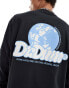 Фото #3 товара Dr Denim Reno long sleeve relaxed fit t-shirt with back graphic print in off black