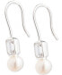 Freshwater Pearl (6mm) & Cubic Zirconia Drop Earrings in Sterling Silver