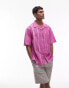 Topman short sleeve broderie holiday shirt in washed pink