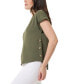 Фото #2 товара Women's Crewneck Short-Sleeve Button-Trim Top