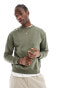 ASOS DESIGN heavyweight oversized sweatshirt in washed khaki Staubolivgrün, S - Chest 38 - фото #1