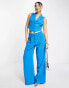 Something New x Emilia Silberg tailored cropped waistcoat co-ord in bright blue