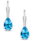 Gemstone Leverback Earrings in 10K White Gold